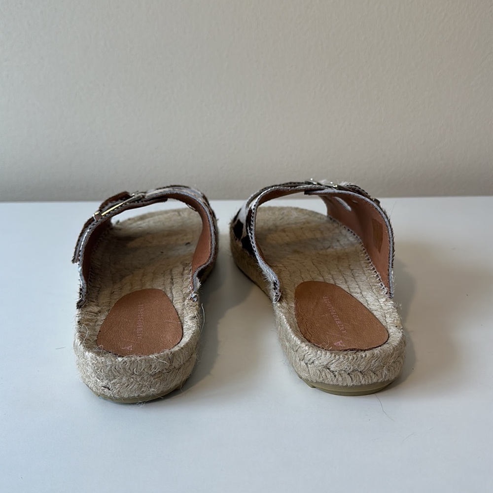 Anthropologie Double Buckle Cow Print Espadrille Sandals Size 39 - Picture 9 of 12